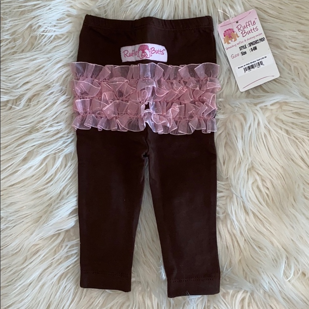 Brown and Pink Ruffle Butt Leggings
